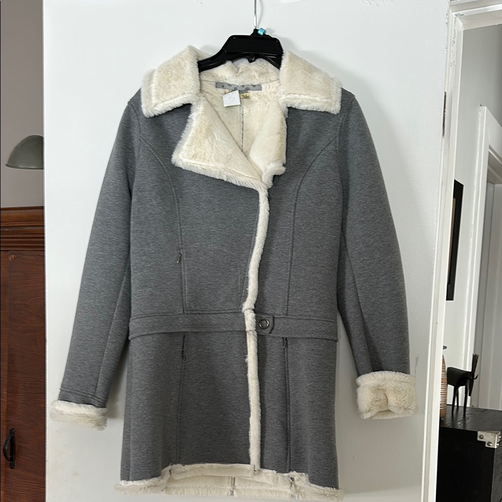 Chic Gray and Cream Coat